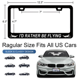 Funny License Plate Frames I'd Rather Be Flying License Plate Cover Holder 6.3 X 12.3 inch for Car Decoration for Women Men LICEPLAME