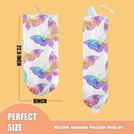 Butterfly Plastic Bag Holder, Wall Mount Grocery Bag Holder, Plastic Storage bag, Pull Rope Free Adjustment, Plastic Bag Holders for Grocery Bags, Plastic Bag Dispenser for Home Kitchen Travelling