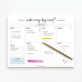 Bliss Collections Weekly Planning Pad, To Do List Notebook - Undated Tear-Off Sheets Notepad - Work Calendar, Organizer, Scheduler for Goals, Tasks - Make Every Day Count, 8.5" x 11", 50 Sheets