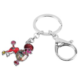 DUOWEI Dainty Enamel Poodle Dog Keychain Elegant Pet Key Ring Handbag Purse Charm Gifts for Women Girls (Cherry)