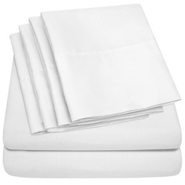 King Size Bed Sheets - 6 Piece 1500 Supreme Collection Fine Brushed Microfiber Deep Pocket King Sheet Set Bedding - 2 Extra Pillow Cases, Great Value, King, White