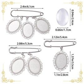 URROMA 3Pcs Silver Wedding Bouquet Photo Charm Pins, Bouquet Charm for Gift Bridal Shower Graduation Memorial Photo Pin Brooch Making Kit for Mother