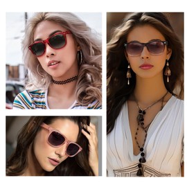 Joopin Trendy Square Sunglasses 3 Pack Oversized Sun Glasses Polarized UV Protection Gradual Shades for Women Men Shady Rays (Brown + Red + Pink)