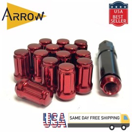 ARROW 20x Red M12x1.25 Spline Tuner Style Lug Nuts and Key Fit Infiniti/Nissa