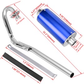 HAUERTZX Big Bore Muffler Exhaust Silencer Pipe Head Kit Compatible for 70cc 110cc 125cc SDG SSR Taotao Apollo Atomik Coolster Thumpstar Roketa Dirt Pit Bike (Blue)