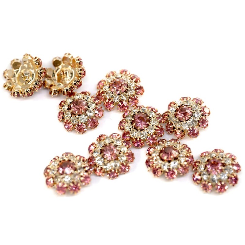 10 pcs Fancy Rhinestones Sewing Metal Shank Buttons for Coats