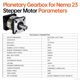 YEJMKJ Ratio 10:1 Planetary Gearbox for Nema 23 Stepper Motor 57-67mm Backlash 15 arcmin Input Shaft 21mm φ8mm Planetary Reducer for 57 Step Motor incl. 4 Screw 2 Plug 1 Key CNC 3D Printer Lathe