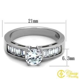 Classy Not Trashy Women's Fashion Jewelry Ring Premium Grade Stainless Steel with High-Polished Finish and Clear Colored Cubic Zirconia CZ Stone Size 5
