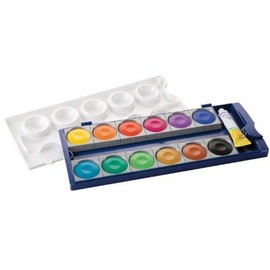 Pelikan DIN 5023 Opaque Paint Box Set K12, 12 Colours and 1 Tube Opaque White, School Standard, blue