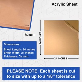 Duco Clear Cast Acrylic Sheets 1/8" Thick - Cut to Size Plexiglass 24" x 24" Sheets - Clear Plastic Sheets for Crafts Plexiglass Window Replacement and Acrylic Panel Display Projects (4 PCS)