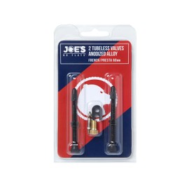 JOE'S NO FLATS, TUBELESS ANODIZED BLACK PRESTA VALVES (PAIR) 60MM