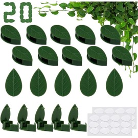 MEISO 20 Clips De Fijación De Pared para Plantas Trepadorasn Clip Autoadhesivo para Fijación De Pared De Plantas, Soporte Invisible para Enredaderas En Forma De Hoja (Green)