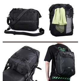 Rhinowalk Motorcycle Bag, 20L Black, Multifunctional Rear Rack Trunk Seat Bag, Motorbike Saddle Bag, Compatible with Motorcycle