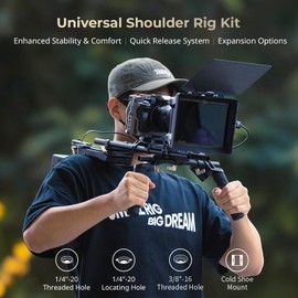SmallRig Shoulder Rig Kit (Classic Version), Dual Handles 15mm Rods, Universal Shoulder Mount Video Rig with Quick Release for Arca, for SmallRig Follow Focus, for DSLR Camcorder, for Filmmaking -4480