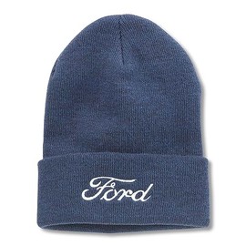 AMERICAN NEEDLE Ford Motor Co Unisex Cuffed Beanie Warm Headwear, Terrain Knit Collection, Heathered Breaker Blue
