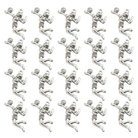 PRETYZOOM 20pcs Alloy Volleyball Player Pendants for Diy Jewelry Making, Antique Silver Charms for Necklace, Bracelet, Keychain, Scrapbooking, and More