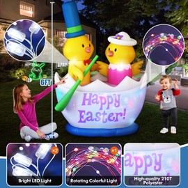 Danxilu Danxilu 6 Foot Easter Inflatable 2 Chicks Boating Blow Up Outdoor Decorations with Built-in LED Lights for Holiday Party Indoor Yard Garden Lawn Decor