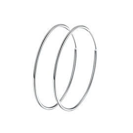 Sterling Silver 925 Large Hoop Earrings Circle Endless Basketball Huggie Round Earring for Women (50mm)