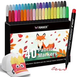 40 Textile Pens - Machine Washable and Permanent for T-Shirts, Cloth Bags, Shoes and More - Non-Toxic, Ideal for Children and Adults