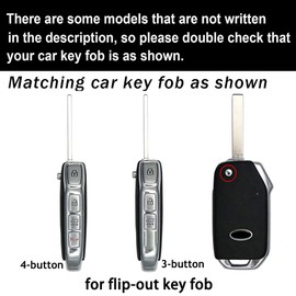 ontto Car Key Case Fit for Kia Flip Key Fob Metal and Leather Key Shell,Full Protection Key Holder for Seltos Forte Sportage Seltos K5 Soul Sorento Cerato Telluride NIRO 2019-2025,Black