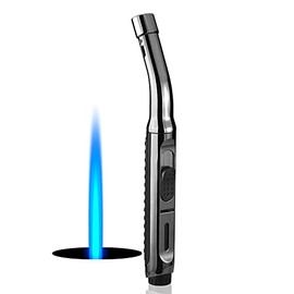 Torch Lighter Butane Lighter with Visible Window Adjustable Refillable and Windproof Multipurpose Lighter for BBQ, Camping (No Gas)