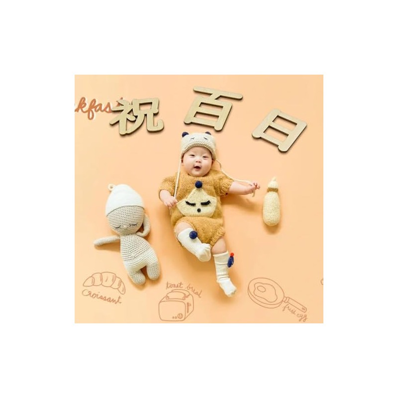 HOOWDAMY 百日祝い 木製レターバナー お食い初め・誕生日・成長記録に 100日祝い 飾り ガーランドお誕生日 写真道具 赤ちゃんの天然寝相アート 記念写真に