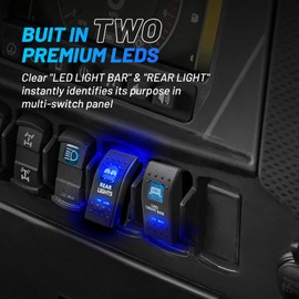 Anina LED Light Bar & Rear Lights Rocker Switch 5 Pin ON/Off SPST 12V 20A for Off-Road UTV Truck Can-Am Car Boat Marine ATV Blue Light with Jumper Wire