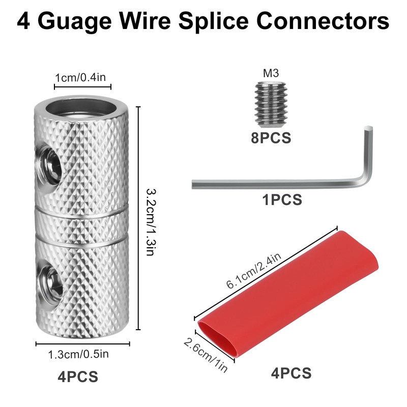 Linkstyle 4PCS 4 Gauge Wire Splice Connectors, 4 Gauge Battery