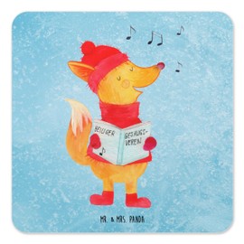 Mr. & Mrs. Panda 10er Set Untersetzer Set Fuchs Sänger - Geschenk, Untersetzer für Gläser, Heiligabend, Untersetzer Design, Glasuntersetzer,