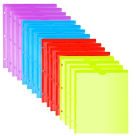TEWRLNDE 4 Packs Heavy Duty 4 Pocket Folders, Plastic Folders with Clear Front Pocket, 2 Horizontal Pockets and 2 Vertical Pockets/for Letter Size Paper/3 Ring Binder/Card Slot/School/Home/Office