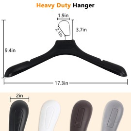 DEDU Suit Hangers for Men 30 Pack, Sweater Hangers No Shoulder Bump Non Slip Width 17.7", Plastic Clothes Hangers Black with Metal Hook