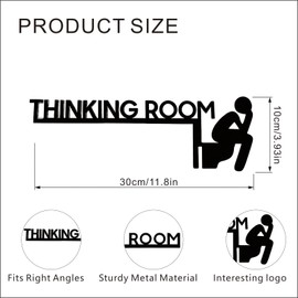 Funny Thinking Room Bathroom Wall Art Signs, Black Metal Door Decor (Right)