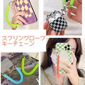 [Doyime] Spiral Cord Set of 4 Key Ring Key Chain Key Chain Coil Strap Elastic Drop Prevention Anti-theft Anti-Lost Outdoor Elastic Cord Fishing Climbing, 4 colors