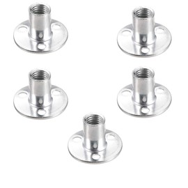 Socell M12 Brad Hole Tee Nut Carbon Steel Round Base Screw-in T-Nuts Furniture Hardware Flange Insert Female Thread T-Nut M12x40x2.5mm（5pcs）