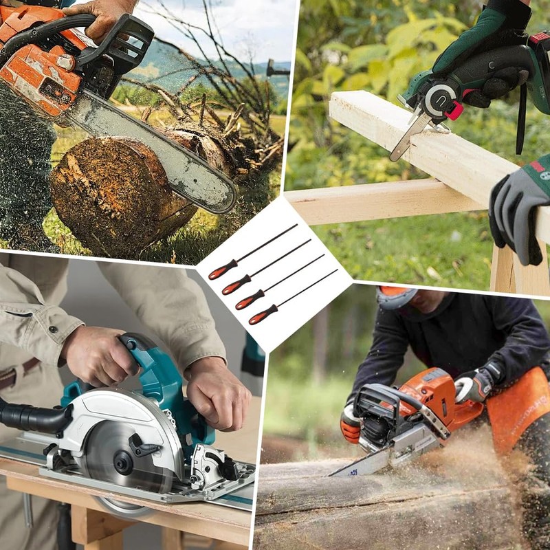 Pack of 4 File for Chainsaw, 3.2 mm/4.0 mm/4.8 mm/5.5