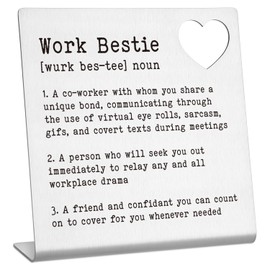 Work Bestie Gifts for Women Funny Office Desk Decor Sign Going Away Gift Farewell Gifts Retirement Gifts Leaving Gifts for Coworkers Friendship Gift Work Bestie Definition Gifts - TZB14