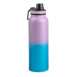 Hydragear Acme Double-Wall Stainless Steel Insulated Bottle with Easy Cary Handle and Chugger Lid - 40 Oz - Purple/Blue Powder Coated Ombre
