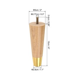 sourcing map 6 Inch Wood Furniture Legs, Set of 4 Round Sofa Replacement Wooden Furniture Feet Dresser Legs with Mounting Screws, for Cabinets Couch Dresser Chair Desk Ottoman Table, Yellow