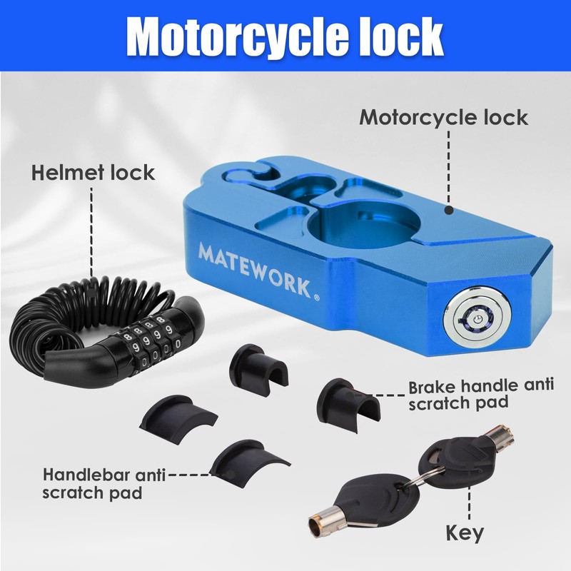 Matework Motorcycle Lock Anti Theft Heavy Duty, Motorcycle Handlebar with