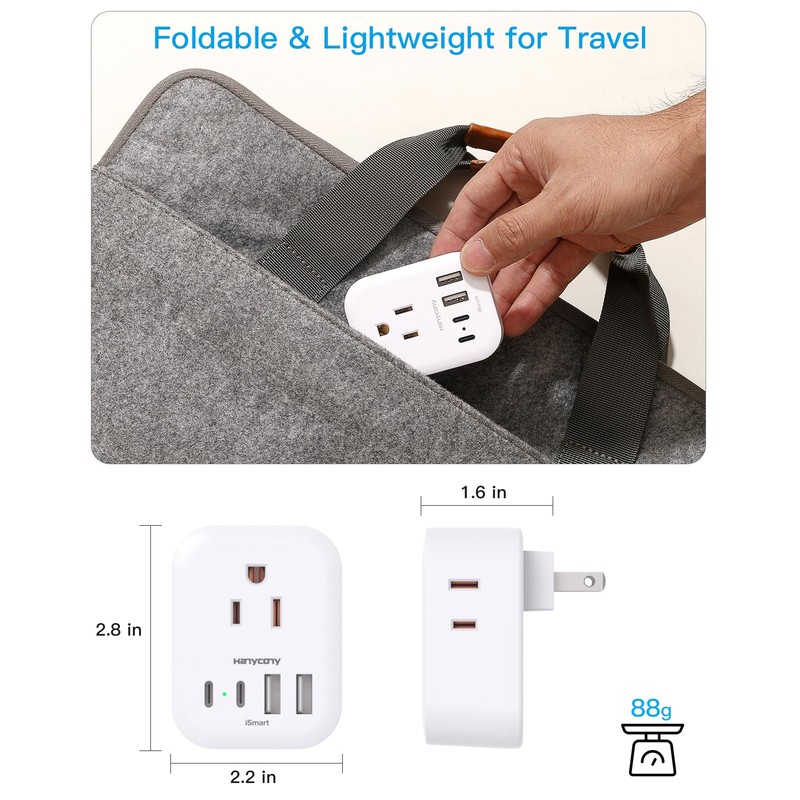 2 Pack US to Japan Travel Plug Adapter, HANYCONY Japan