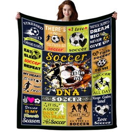 IDOUBEL Soccer Gifts for Boys Soccer Blanket for Boys Soccer Ball Blankets and Throws Flannel Stuff Bedding Soccer Gifts for Boys Girls Kids Women Men Adults Birthday Decorations 50"X40"