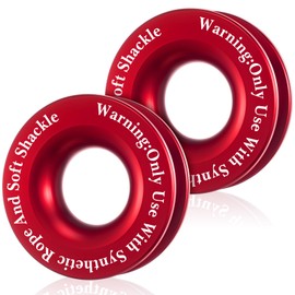 Otoolling 2 Pcs Winch Snatch Recovery Ring 66, 000 Lbs Compatible for SUV UTV ATV Off-Road Vehicle and Truck Pulley Towing Ring for Synthetic Rope and Soft Shackle - Red