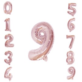Weddecor 32" Foil Helium Balloons Number 9 for Wedding Party Birthday Bridal Shower Engagement Anniversary New Year Party Number 9 Rose Gold
