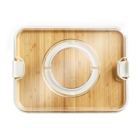 KHINYA Cutting Board - Charcuterie Boards with Lid, Portable Cutting Boards for Kitchen, Bamboo Cheese Board for Snack, Charcuterie (1 Compartment Yellowish White)