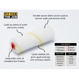 Fit For The Job 7 pc Mini Paint Roller Set for Painting with Emulsion, Small Roller and Tray for Painting Walls and Ceilings, 4 inch Roller Set, Roller and Tray Set, Small Paint Roller and tray