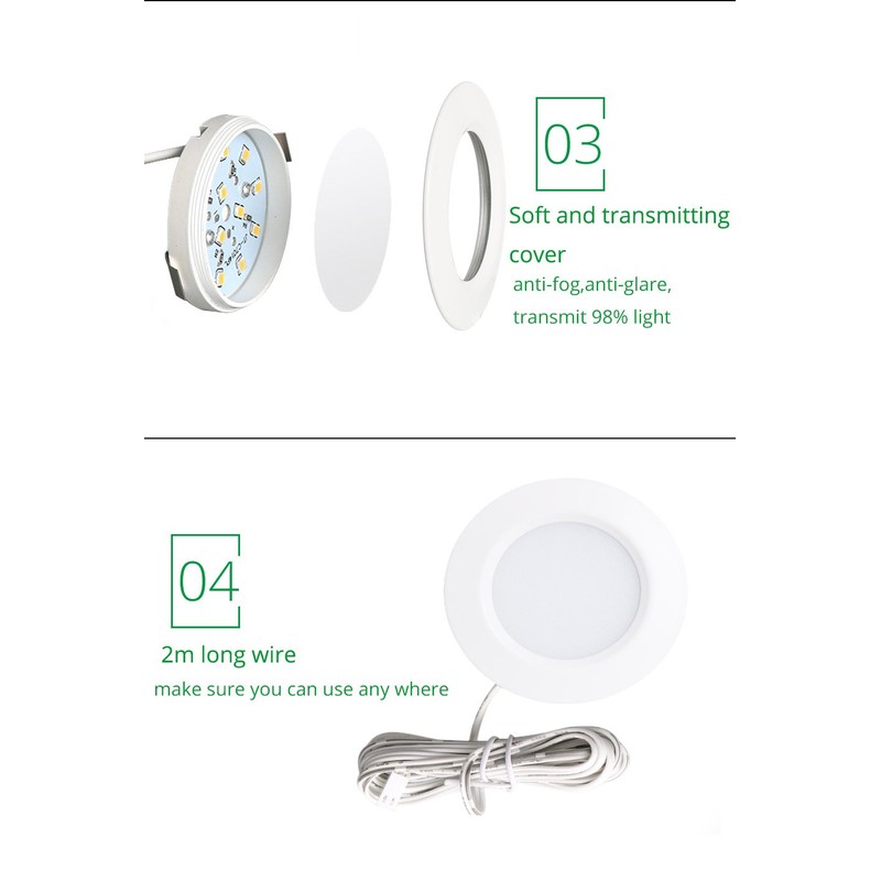 Getwefire Dimmable 2pcs/Lots recessed installtion 3w DC 12v led Puck/Under