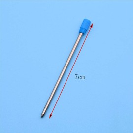 Pack of 10 7 cm Long Metal Ballpoint Pen Refills, Black or Blue, Compatible Ink Refills, 0.5 mm Tip Line Width, M, Ballpoint Pen for Office, School, Home, Blue