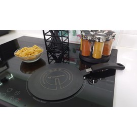 24cm Induction Adapter with Removable Handle Insulated Does Not Change Colour After Use Heat Distributor with High Temperature Coating Black - Induction/Gas Relay Disc