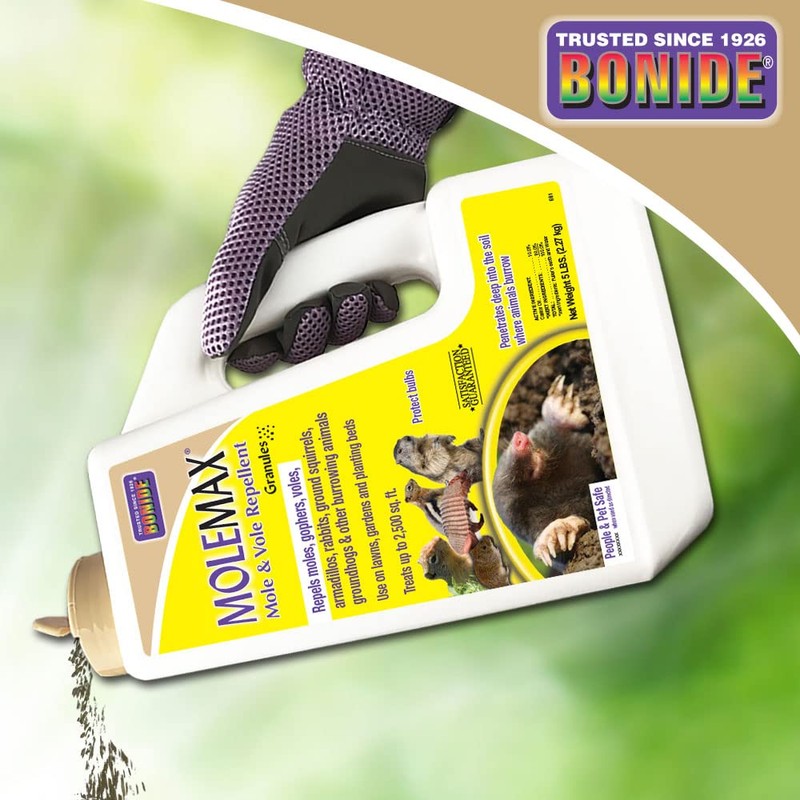 Bonide MOLEMAX Mole & Vole Repellent Granules, 5 lbs. Ready-to-Use,