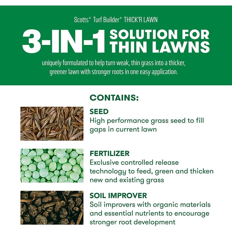 Scotts Turf Builder Thick'R Lawn Sun and Shade, 3-in-1 Solution